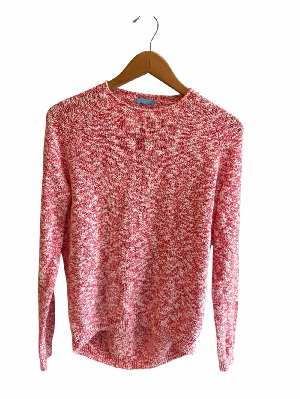 J. McLaughlin Pink White Marled Knit Crew Neck Sweater Soft